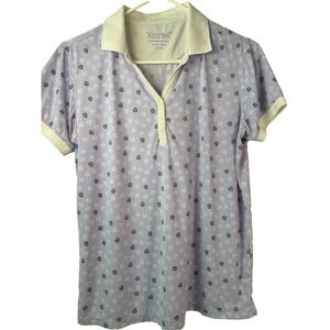 Kartel Women's Golf Polo Shirt Size Large US12 Lavender Polka Dot Short Sleeve T